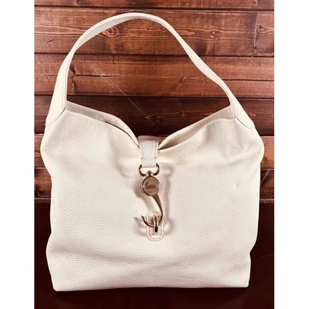 Dooney & Bourke Belvedere Logo Lock Shoulder Bag White Excellent Condition